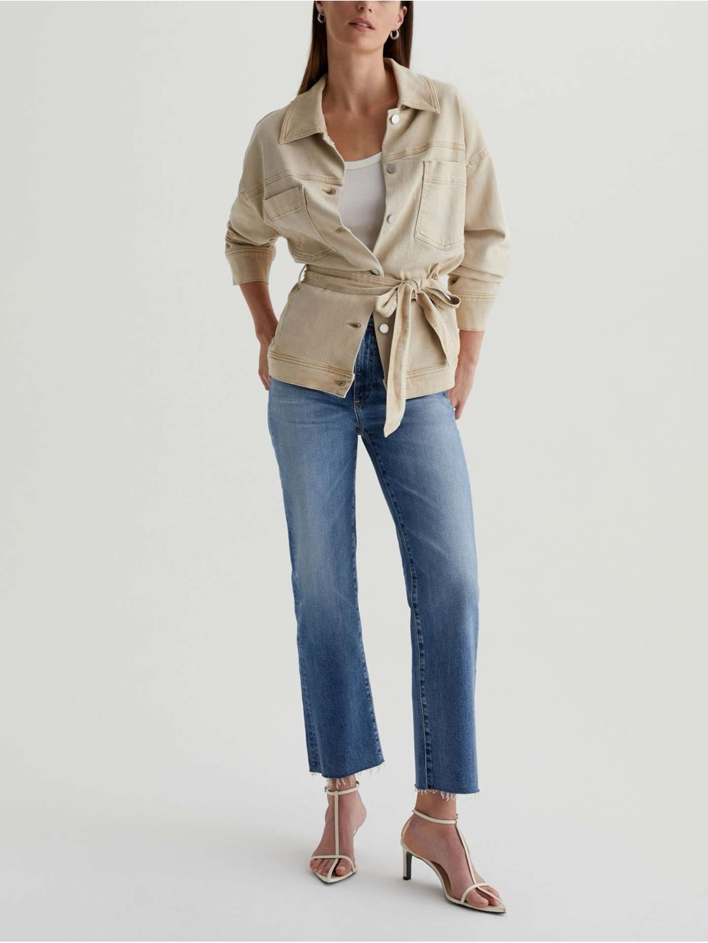 AG Brinley Crop Mid-Rise Straight-Leg Jeans 16 Years Postcard Size 28